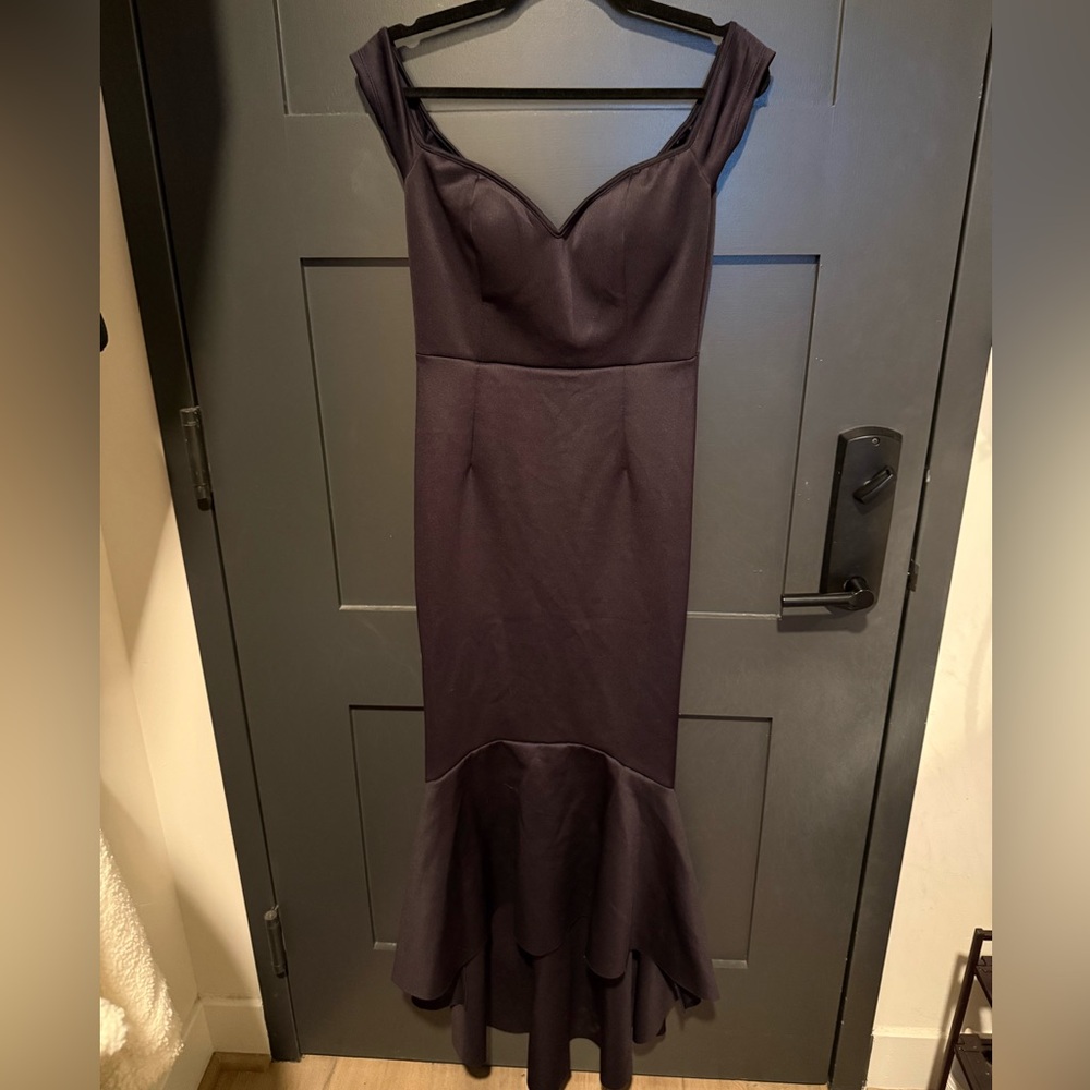 Off-Shoulder Dark Blue Gown